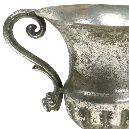 Floristik24 Kovový pohár, starožitný vzhled, stříbrná Ø12,5cm H16,5cm
