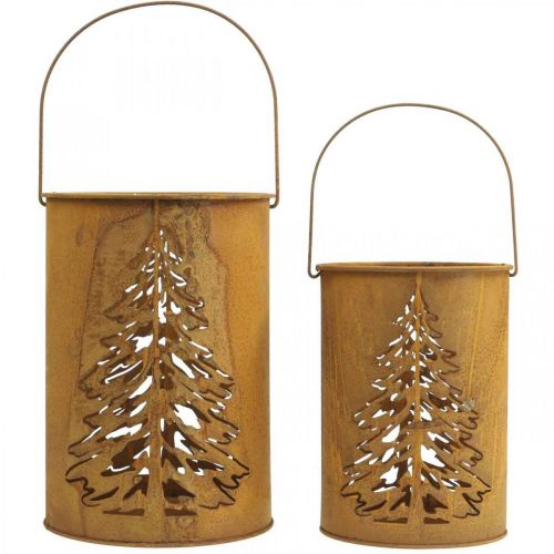 položky Lucerna kovová lampionová dekorace patina Ø16/20,5cm sada 2 ks