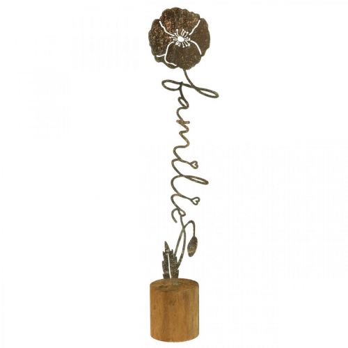 Kovový dekorační květinový dřevěný stojan s nápisem &quot;Family&quot; H40cm