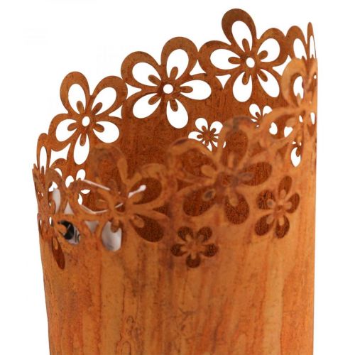 položky Kovová dekorativní rezavá lucerna kovový květináč Ø12cm V17cm