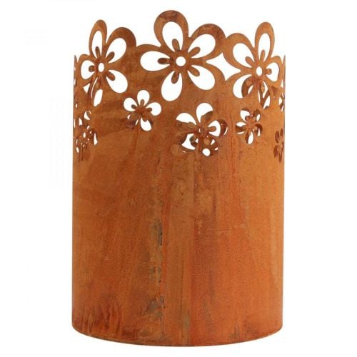 Kovová dekorativní rezavá lucerna kovový květináč Ø16cm V23cm