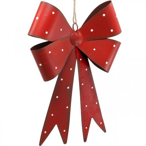 Floristik24 Metal Deco Nástěnný věšák Mašle Red Dots White 19×16×2,5cm