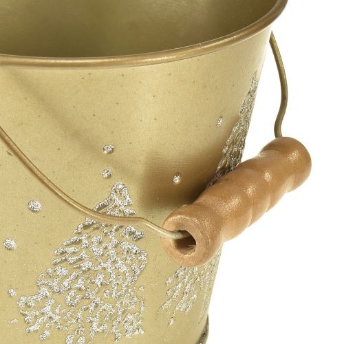 položky Kovové vědro květináč na vánoční stromek zlatý Ø12cm V11,5cm