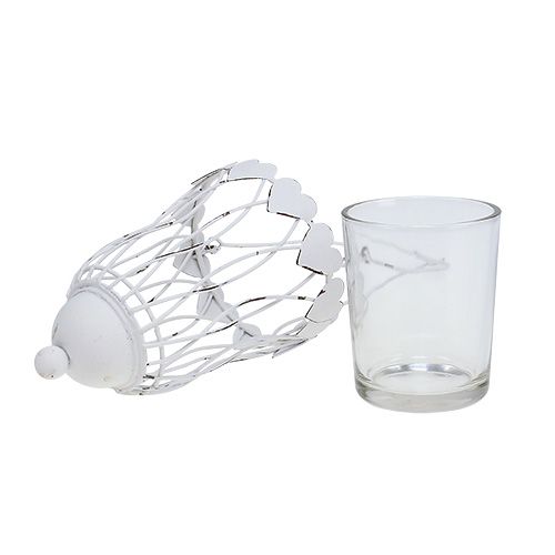 Floristik24 Kovová lucerna Ø7,5cm H12cm bílá