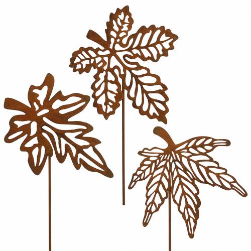 Floristik24 Ozdobná zátka podzimní listí patina kov V26cm 6ks