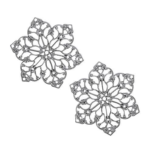 Floristik24 Kovová květina s ornamentem Ø6,5cm stříbrná 24ks