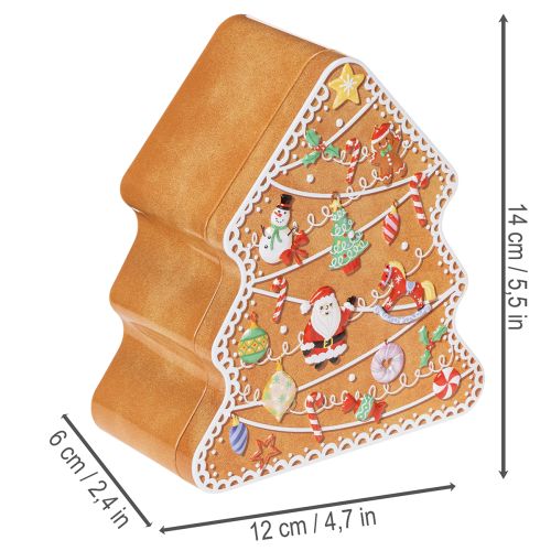 Vánoční plechovka, plechovka na sušenky, vánoční stromeček a domeček, vzhled perníku, 14 cm, 2 kusy | Floristik24.cz