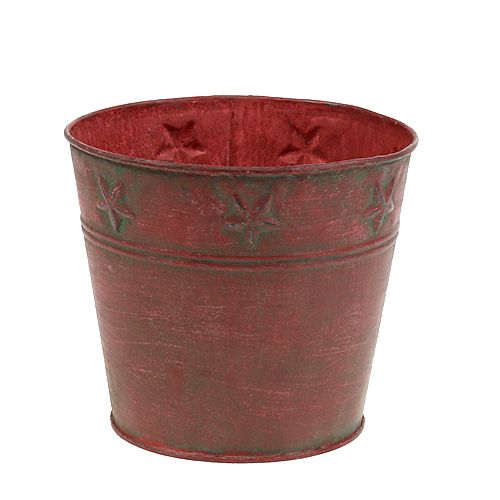 Kovové vědro červené s hvězdami Ø15cm H13cm | Floristik24.cz