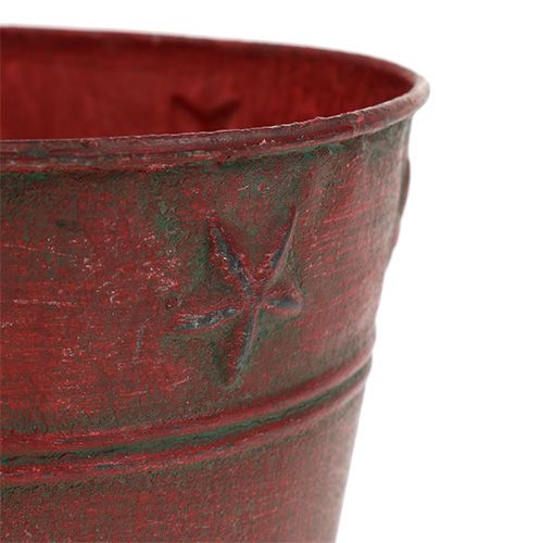 Kovové vědro červené s hvězdami Ø15cm H13cm | Floristik24.cz