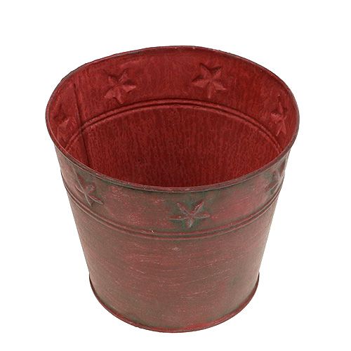 Kovové vědro červené s hvězdami Ø15cm H13cm | Floristik24.cz