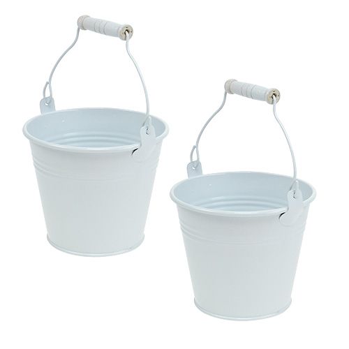 Kovové vědro bílé Ø10cm V8cm 10p | Floristik24.cz