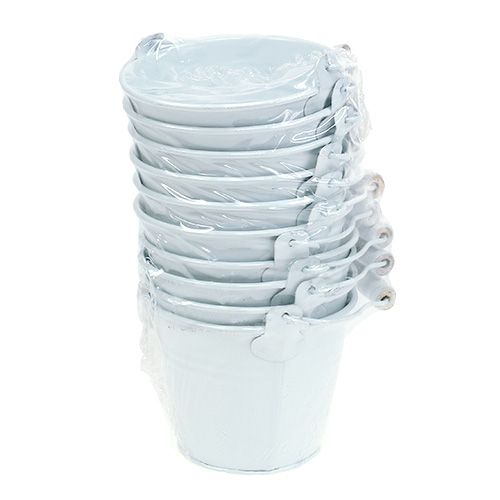 Kovové vědro bílé Ø10cm V8cm 10p | Floristik24.cz