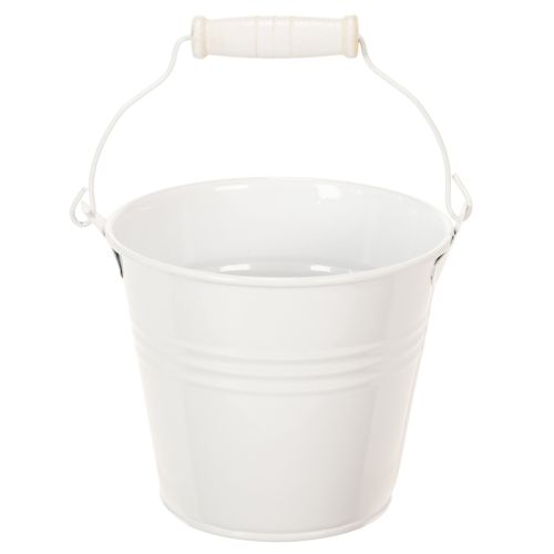 Floristik24 Kovové kbelíky, bílé, Ø12cm, V10cm, 8 kusů