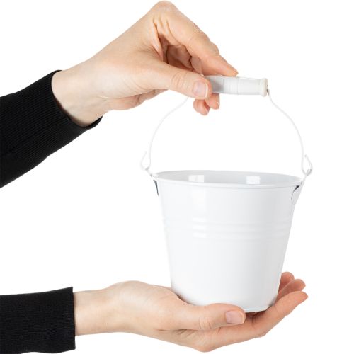 položky Kovové kbelíky, bílé, Ø12cm, V10cm, 8 kusů