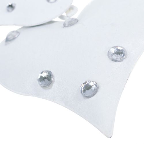 Floristik24 Kovový závěs ptačí hnízdo se srdíčky bílé 18cm 3ks