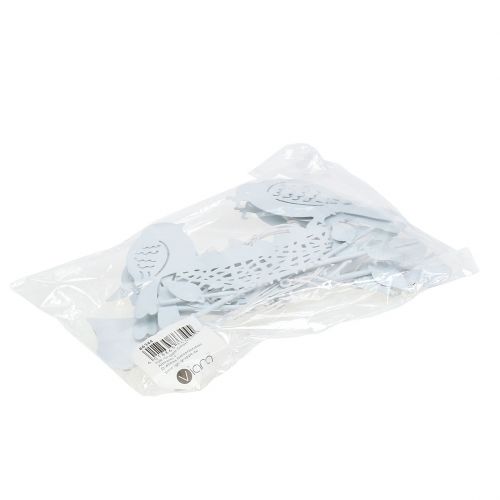 Floristik24 Kovový závěs ptačí hnízdo se srdíčky bílé 18cm 3ks