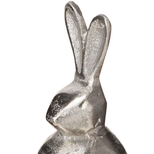 položky Dekorativní zajíček stříbrný – Moderní velikonoční figurka z kovu pro stylovou jarní dekoraci 11cm 3 ks