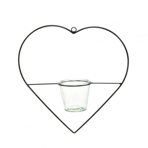 Floristik24 Lucerna srdce kovová 28cm stojánek na čajovou svíčku na zavěšení sklenice 9cm