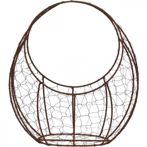 položky Drátěný košík Kovový květináč Jarní dekorace Velikonoční košík Hnědá patina V34cm L30cm