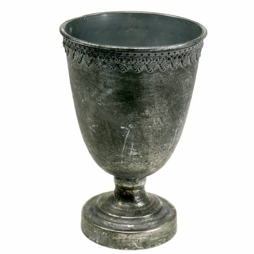 Floristik24 Kovový pohár stříbrný starožitný V26cm Ø17cm