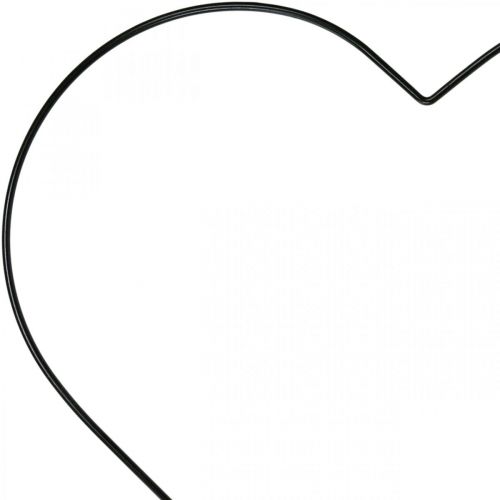 Kovový prsten ve tvaru srdce, závěsná dekorace kov, deko smyčka černá Š32,5cm 3ks
