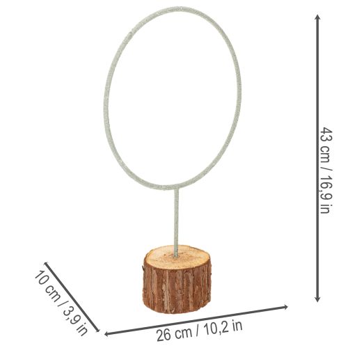 Dekorativní kovový kroužek na dřevěném stojanu pro dekoraci stolu, 43 cm | Floristik24.cz