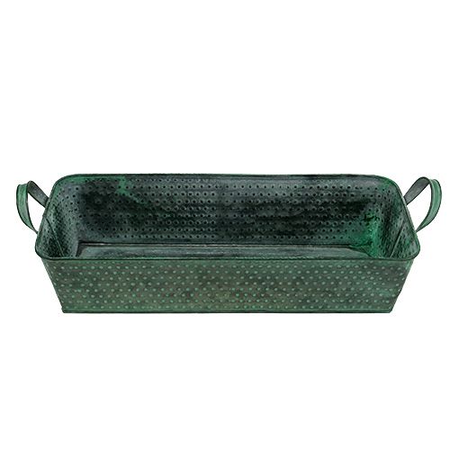 Floristik24 Čtvercová kovová mísa 36cm x 15cm H8cm zelená