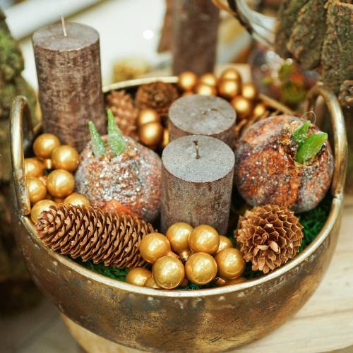 Floristik24 Kovová miska s uchy, starožitný vzhled, zlatá Ø47 / 38 / 31cm, sada 3 ks