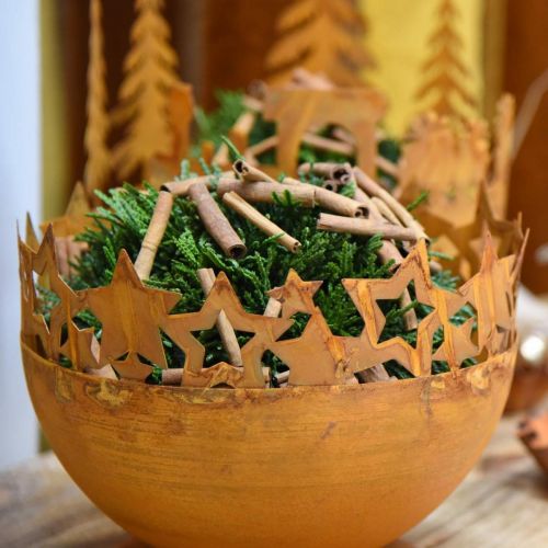 Floristik24 Kovová miska s hvězdičkami, vánoční dekorace, ozdobná nádoba patina Ø25cm V20,5cm