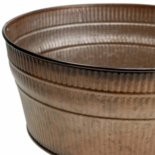 Floristik24 Květinová mísa oranžová / hnědá / zelená zinek Ø27 cm H12 cm sada 3 ks