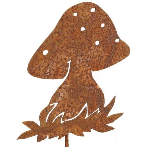 Floristik24 Kovová zátka muchovník podzimní dekorace houbová dekorace patina 42cm