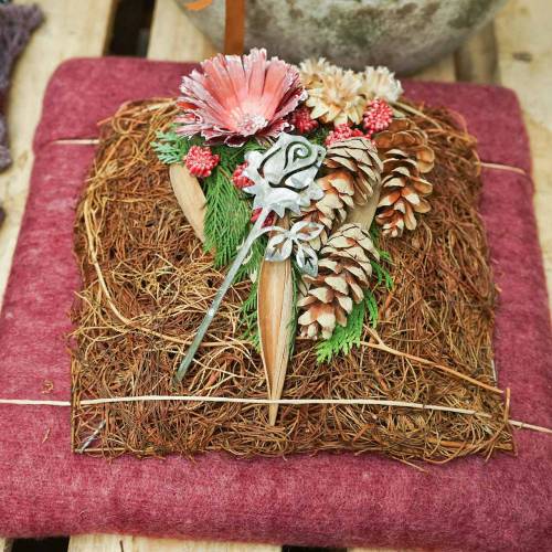 Floristik24 Kovová zátka růžová stříbrnošedá, bílý praný kov 20cm × 8cm 12 ks