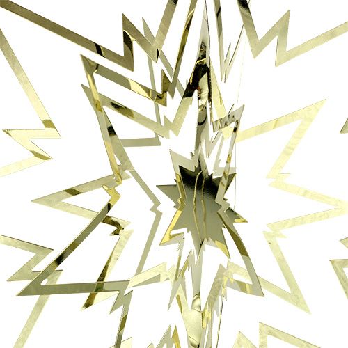 položky Kovová hvězda k zavěšení 3D zlatá 16cm