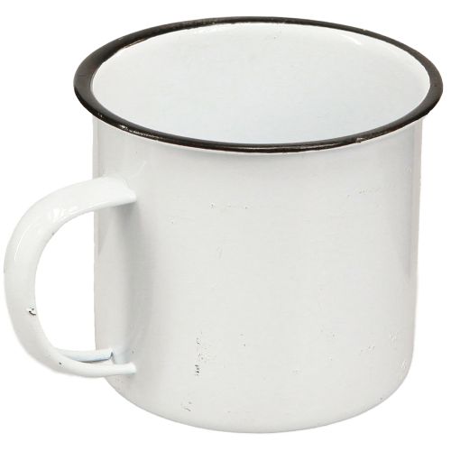 položky Kovový hrnek hrnek na rostliny Kovový bílý černý Ø9cm 4ks