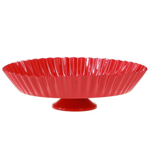 Kovový talíř retro dekorativní talíř s podstavcem červený kov Ø24cm 2ks