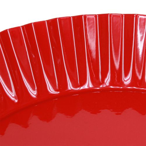 položky Kovový talíř retro dekorativní talíř s podstavcem červený kov Ø24cm 2ks