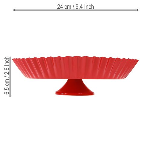 položky Kovový talíř retro dekorativní talíř s podstavcem červený kov Ø24cm 2ks