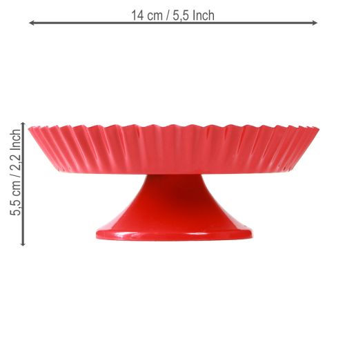 položky Kovový talíř červený malý dekorativní talíř s kovovou podkladovou plochou Ø14cm 2 ks