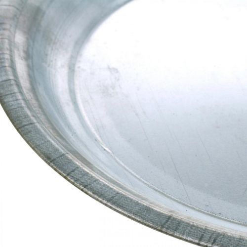 položky Dekorační talíř, aranžovací základna, kovový talíř stříbrný, stolní dekorace Ø26cm