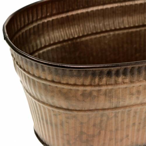 Floristik24 Miska na rostliny oválná oranžová, hnědá, zelená 26×13,5 cm H11 cm sada 3 ks