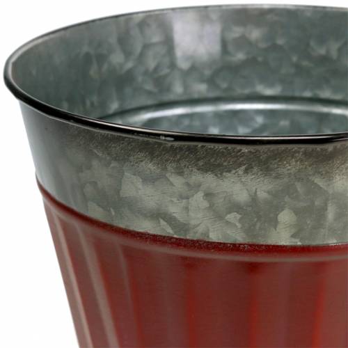 Floristik24 Květináč červený, stříbrný zinek Ø17,5cm H15cm sada 3 ks
