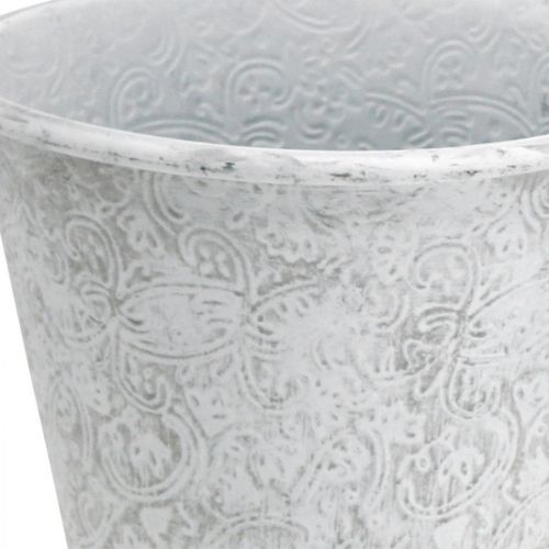 položky Nádoba s ornamenty, květináč, kovový květináč bílý Ø18,5cm H18cm
