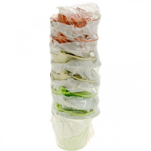 Floristik24 Mini plechové vědro pastelové barvy různé letní dekorace Ø6cm V7cm 12ks