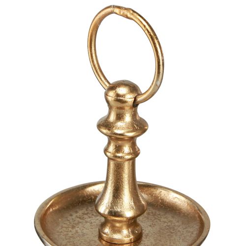Floristik24 Mini etagere kovová dekorace zlatá matná 2patrová stolní dekorace V22cm