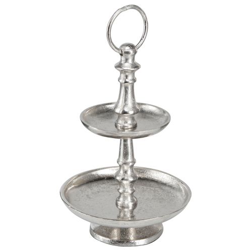 Floristik24 Mini stojánek na dort kovová dekorace stříbrná 2patrová stolní dekorace V22cm