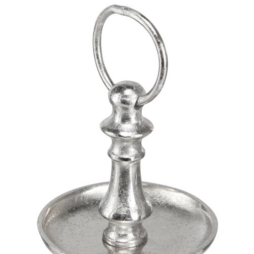 Floristik24 Mini stojánek na dort kovová dekorace stříbrná 2patrová stolní dekorace V22cm