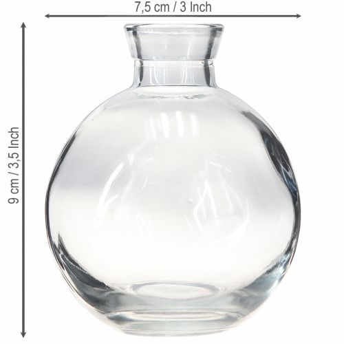 položky Mini skleněné vázy Bulbous Blue Tónované Ø7,5cm H9cm 6 ks
