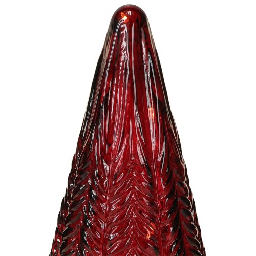 položky Mini skleněný vánoční stromeček LED červená zelená hnědá 18cm 3 ks
