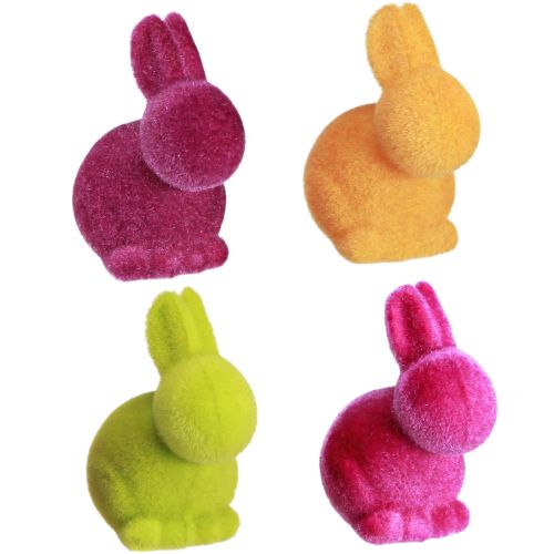 položky Mini zajíčci Barevní velikonoční zajíčci flocked Assorted – 2. volba – H6cm 12 ks