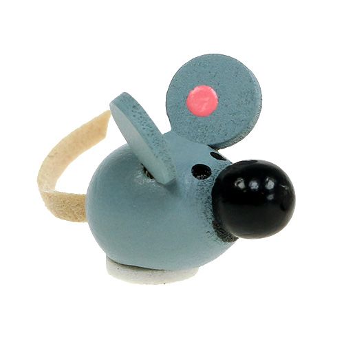 Floristik24 Mini dřevěná myš bílá šedá 2cm 24p